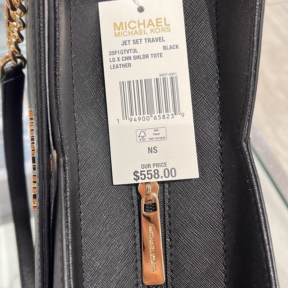 Michael Kors Jet Set Travel Large Chained Tote Shoulder Bag MK Black
NWT - Picture 12 of 16